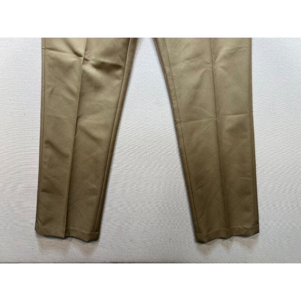 Men's Slim Fit Dress Pants Flat Front Size 31x29 Khaki Solid - Picture 9 of 13